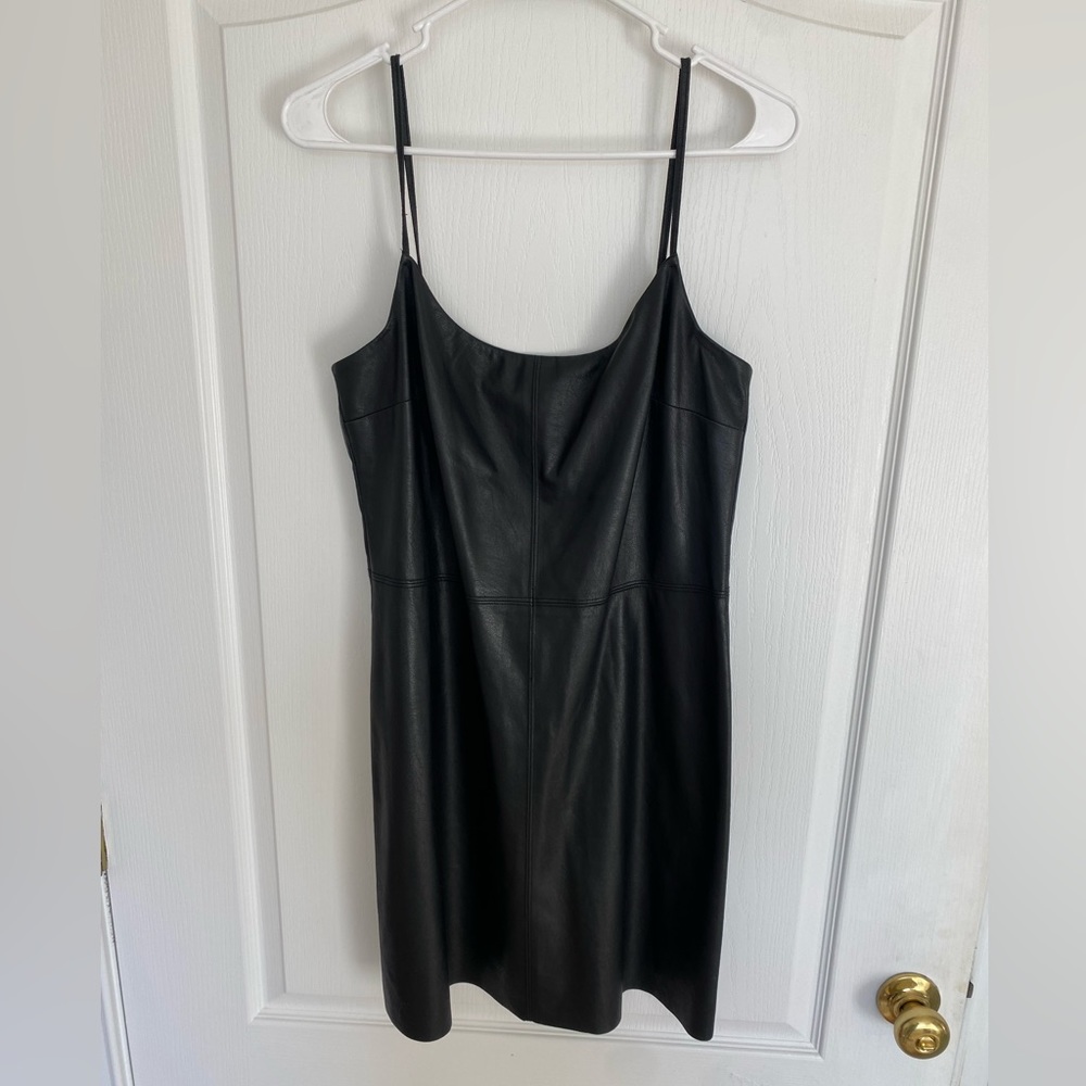 Lavender Brown Faux Leather Mini Dress